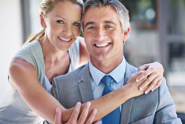 Successful More Ways One Portrait Smiling Mature Business Couple — Stock Photo, Image