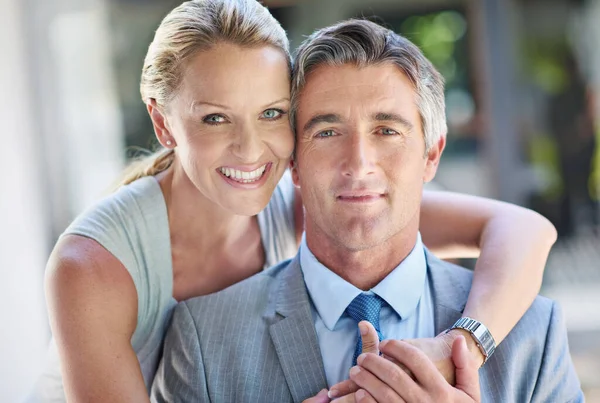Partners Life Business Portrait Smiling Mature Business Couple — Stock Photo, Image