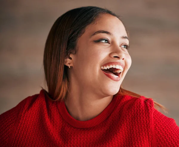 Mujer Risa Felicidad Una Mujer Gen Con Motivación Comedia Sonrisa — Foto de Stock