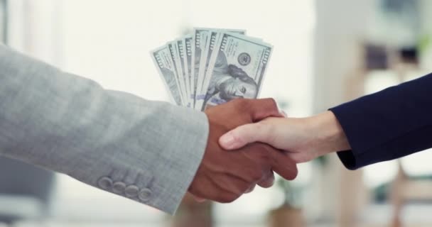 Handshake Suborno Crime Com Empresários Escritório Trocando Pagamento Dinheiro Para — Vídeo de Stock