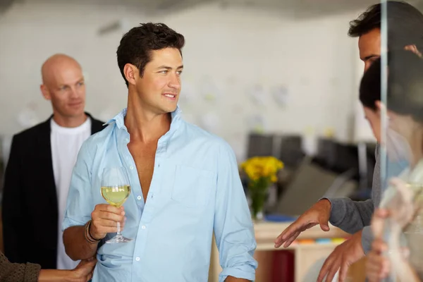 Hes Starting Stutter Feeling Tipsy Handsome Young Man Drinking Wine — Stock Photo, Image