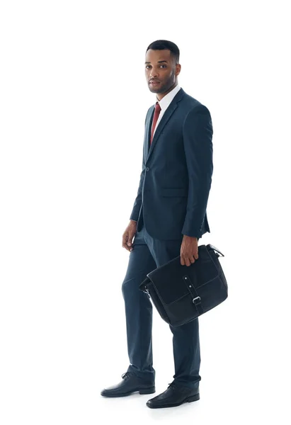 Professionalism Definierar Honom Stilig Ung Affärsman Som Håller Sin Väska — Stockfoto