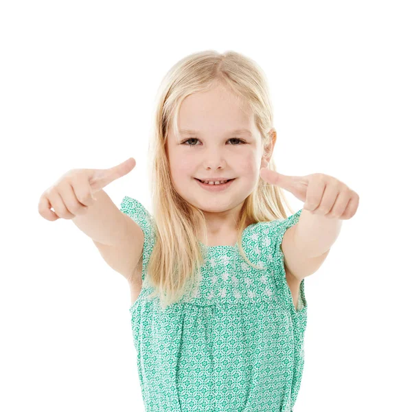 Добре Студійний Знімок Милої Маленької Дівчинки Дає Великі Пальці Білому — стокове фото