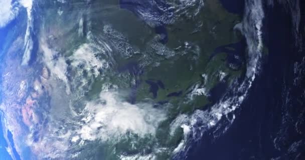 Evren Dünya Dünya Uzayda Uydu Atmosfer Keşifleri Için Bulutlar Okyanus — Stok video