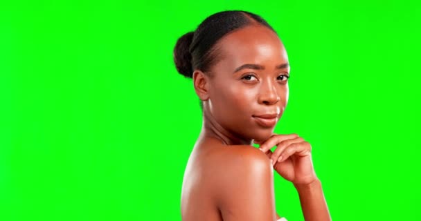 Belleza Sonrisa Retrato Una Mujer Negra Una Pantalla Verde Para — Vídeo de stock