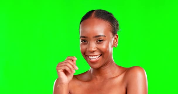 Black Woman Smile Beauty Portrait Studio Skincare Cosmetics Dermatology Happy — Stock Video