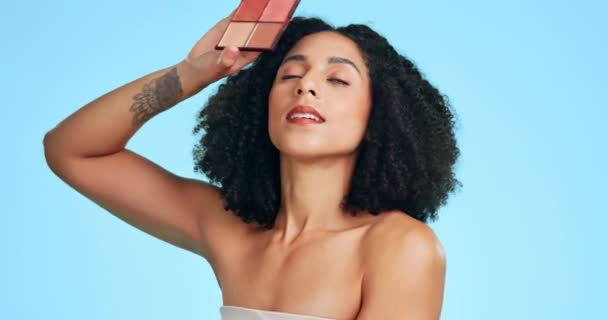 Beleza Paleta Maquiagem Rosto Mulher Estúdio Para Cosméticos Dermatologia Cuidados — Vídeo de Stock