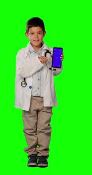 Anak Anak Dokter Atau Telepon Dengan Anak Laki Laki Layar — Stok Video