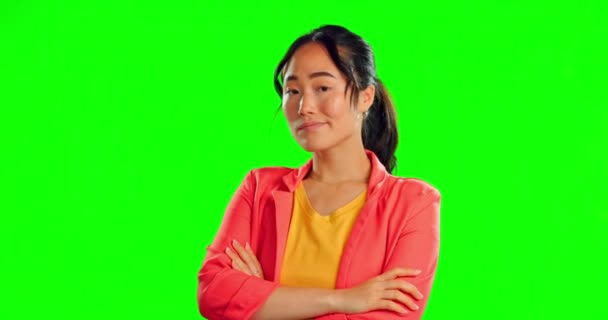Rozzlobený Zklamaný Ruce Zkřížené Asijskou Ženou Studiu Pro Naštvaný Konfliktní — Stock video