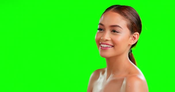Zöld Képernyő Testápolás Stúdióban Szépség Kozmetikumok Elégedettség Mockup Háttér Skincare — Stock videók