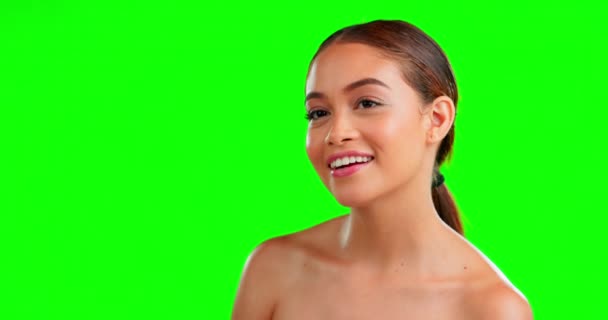 Myšlení Krása Žena Make Upem Zelená Obrazovka Péče Pleť Dermatologií — Stock video