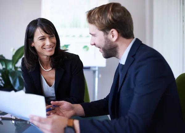 stock image Getting the job done with teamwork. a group of business colleagues meeting in the boardroom