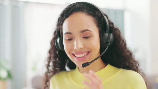 Werk Afstand Microfoon Vrouw Een Telemarketing Call Center Klantenservice Online — Stockvideo