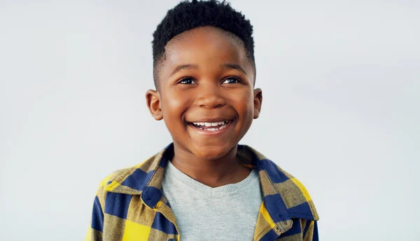 Has Cutest Smile Ever Adorable Little Boy Standing White