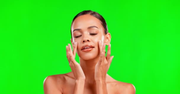 Mulher Mãos Creme Cuidados Com Pele Por Tela Verde Para — Vídeo de Stock