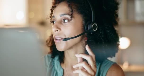 Face Communication Happy Woman Call Center Telecom Telemarketing Company Help — Stock Video
