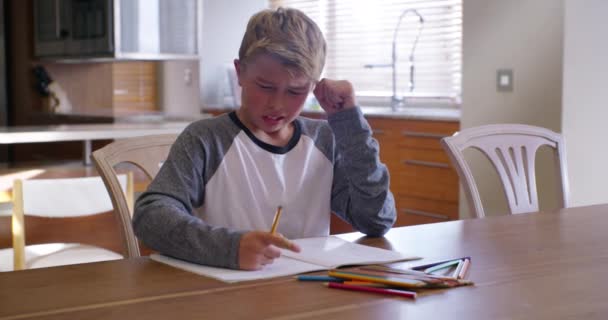 Dühös Zavarodott Frusztrált Gyermek Tanulási Problémákkal Diszlexiával Vagy Házi Feladattal — Stock videók