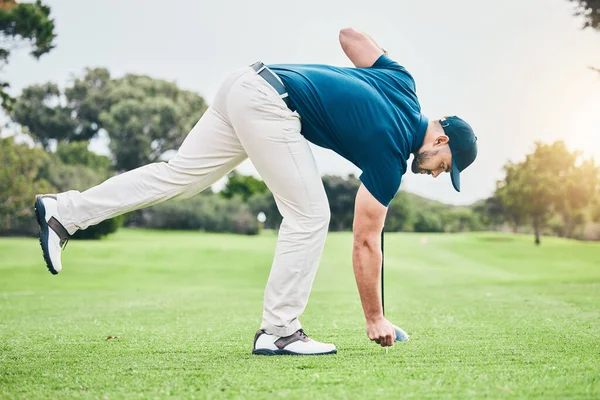 Homme Balle Golf Tee Shirt Sur Herbe Prêt Pour Jeu — Photo