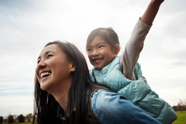 stock image This plane is about to take-off. a mother bonding with her little daughter outdoors