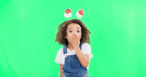Chok Ansigt Barn Studie Med Grøn Skærm Med Wtf Omg – Stock-video