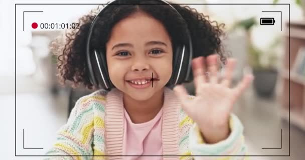 Vlna Tvář Video Hovor Dítětem Doma Ahoj Komunikace Spojení Internet — Stock video