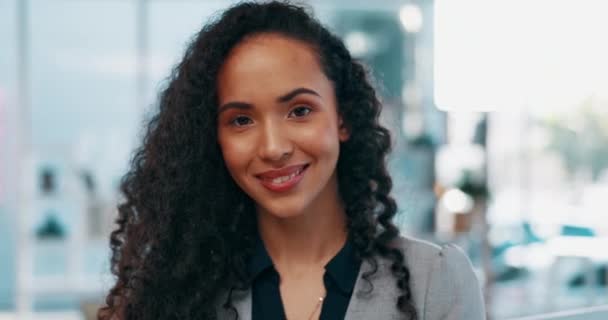 Felicidade Sorriso Rosto Mulher Escritório Moderno Com Confiança Empreendedor Startup — Vídeo de Stock