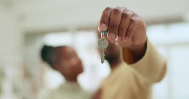 Clés Maison Portrait Propriété Mains Couple Noir Avec Investissement Immobilier — Video