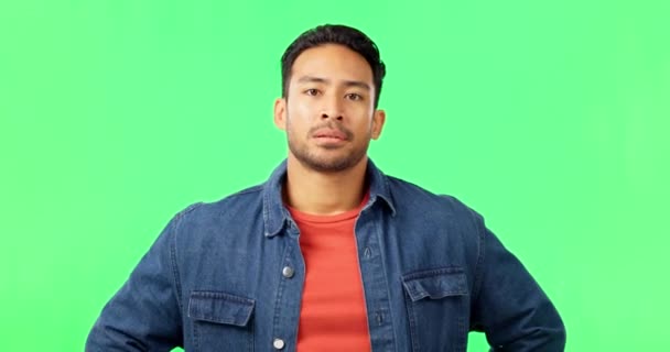 Homme Doute Visage Secouer Tête Avec Écran Vert Sentir Contrarié — Video