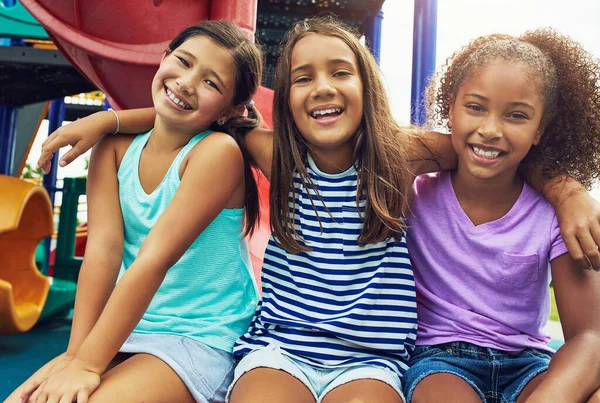 Nothing Says Youth Day Playground Group Young Friends Hanging Out — Stock Photo, Image
