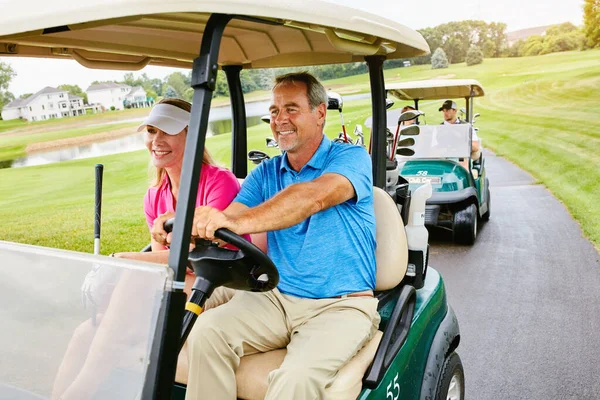 Dag Beginnen Met Golfen Mensen Een Golfbaan — Stockfoto