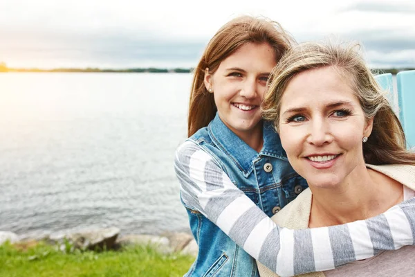 First Mother Forever Friend Mother Her Daughter Bonding Outdoors — Stock Photo, Image