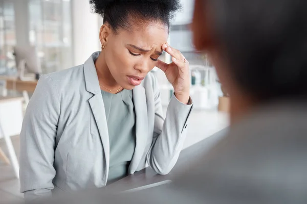 Zwarte Vrouw Het Bedrijfsleven Stress Geestelijke Gezondheid Begeleiding Het Werk — Stockfoto