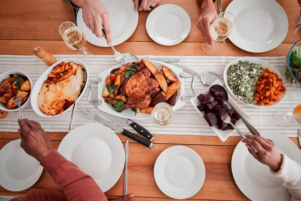 Τρόφιμα Δείπνο Και Πάρτι Τραπέζι Ρύθμιση Κορυφαία Θέα Γιορτή Και — Φωτογραφία Αρχείου