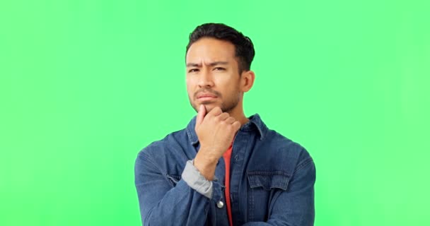 Man Shaking Head Unhappy Green Screen Feeling Upset Frustrated Problem — Stock Video