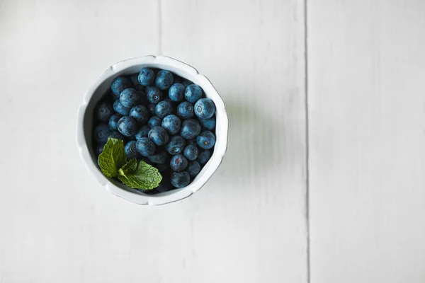 Blueberry Aka Super Fruit Fresh Blueberries Bowl White Table — Stock Photo, Image