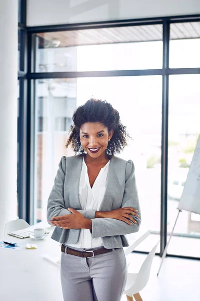 stock image I always keep my standards high. Portrait of a corporate businesswoman in an office