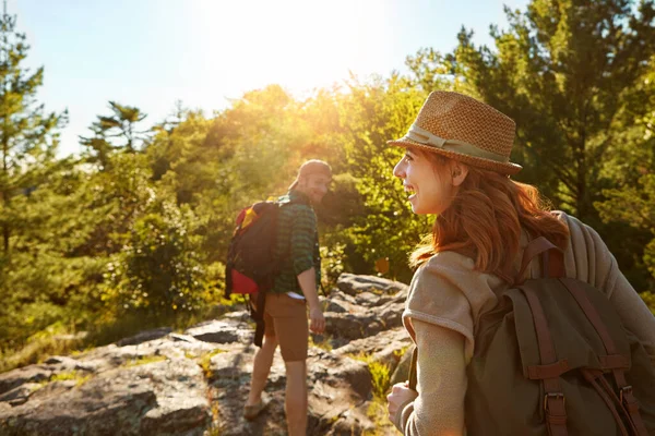Update Your State Just Your Status Young Couple Out Adventurous — Stock Photo, Image