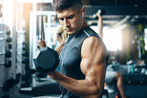 Once You See Results Becomes Addiction Man Doing Weight Training — Stock Photo, Image