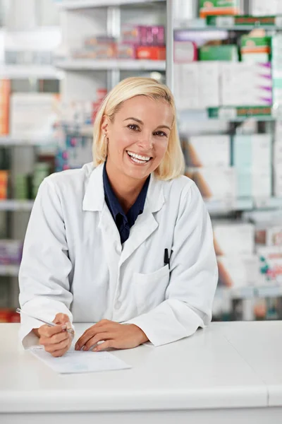 Help People Achieve Best Results Medication Portrait Pharmacist Working Drugstore — Stock Photo, Image