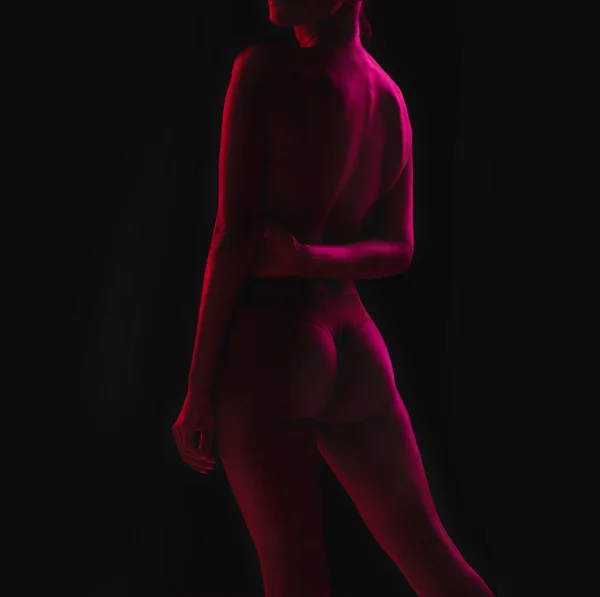 Neon Creativo Corpo Donna Studio Arte Sexy Sicurezza Bellezza Salute — Foto Stock