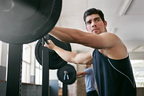 Rad Workout Young Man Working Out Weights Gym — Stock Photo, Image