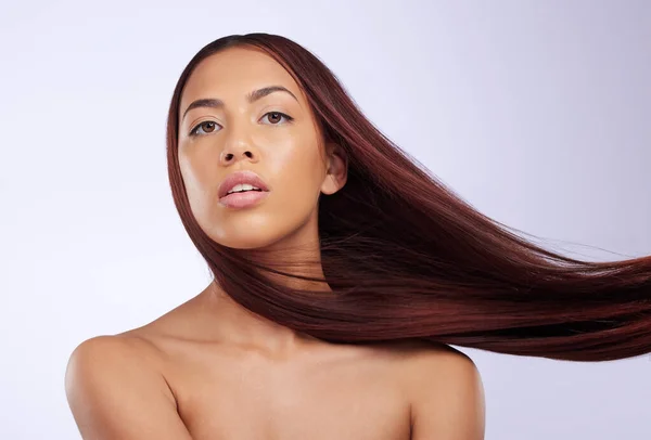 Haarverzorging Portret Vrouw Met Lange Haarstijl Luxe Salon Behandeling Kleur — Stockfoto