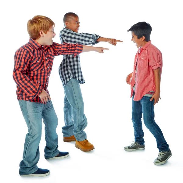 Goofin Guys Studio Shot Group Young Friends Goofing White Background — Stock Photo, Image