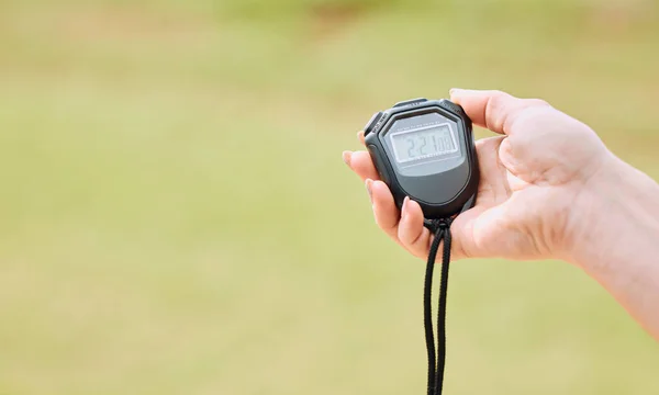 Hand Stopwatch Mockup Personal Trainer Outdoor Sports Fitness Training Time — Stock Photo, Image