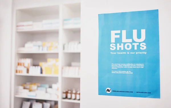Affiche Sur Les Soins Santé Pharmacie Les Vaccins Contre Grippe — Photo