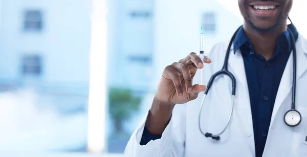 Doutor Agulha Para Injeção Vacina Homem Cuidados Saúde Medicina Com — Fotografia de Stock