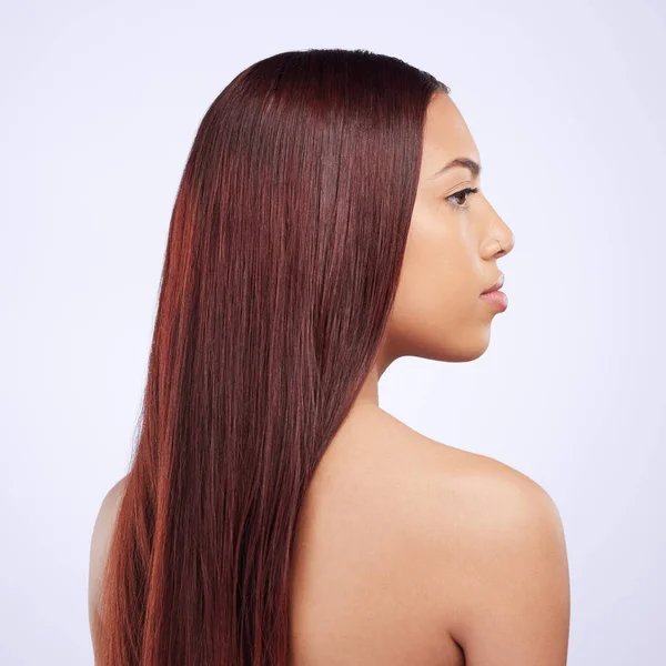 Péče Vlasy Krása Profil Dívky Zdravým Účesem Luxusní Salon Léčba — Stock fotografie