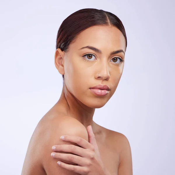 Belleza Limpieza Retrato Mujer Estudio Para Maqueta Natural Cosmética Dermatología — Foto de Stock