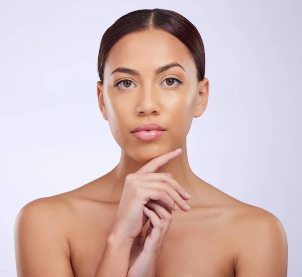 Beauty Glow Portrait Woman Studio Natural Cosmetics Dermatology Mockup Makeup — Stock Photo, Image