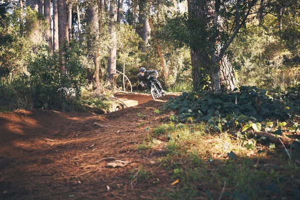 Озил Велосипедная Свобода Человек Открытом Воздухе Лесной Тропе Экстремальными Спортивными — стоковое фото